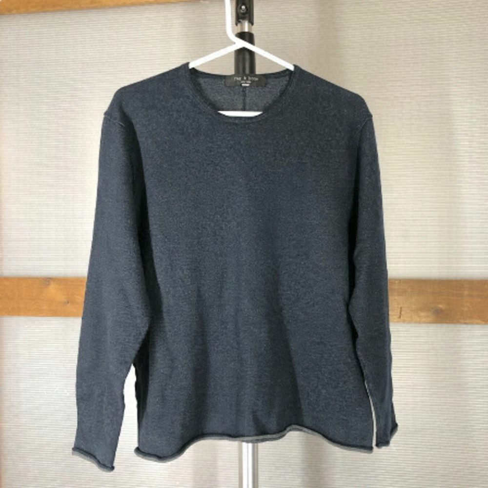 RAGβ & BONE Merino Wool Blend Navy Blue Grey Sweater Sz M *no size label*
